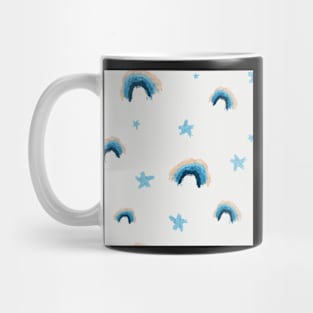 Blue and Peach Pastel Rainbows and Stars Mug